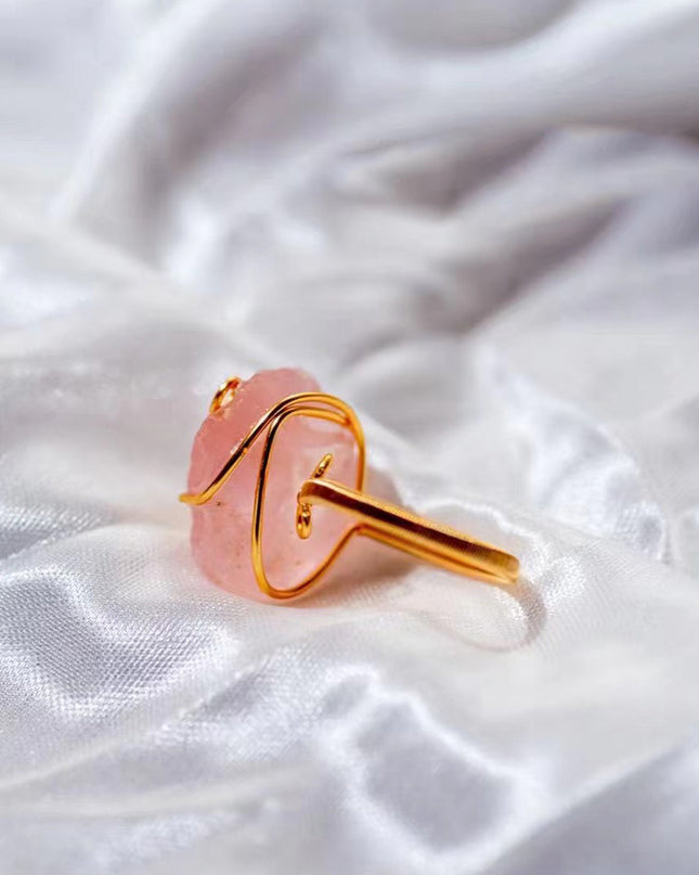 Embrace of the Heart Crystal Quartz Gold Rings