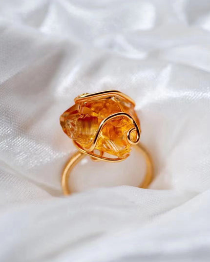 Embrace of the Heart Crystal Quartz Gold Rings