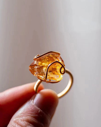 Embrace of the Heart Crystal Quartz Gold Rings