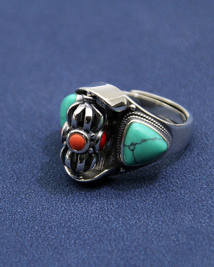 Lucky Dawn Embrace Turquoise Coral Sterling Silver Rings
