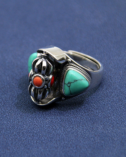 Lucky Dawn Embrace Turquoise Coral Sterling Silver Rings