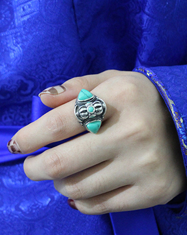 Lucky Dawn Embrace Turquoise Coral Sterling Silver Rings