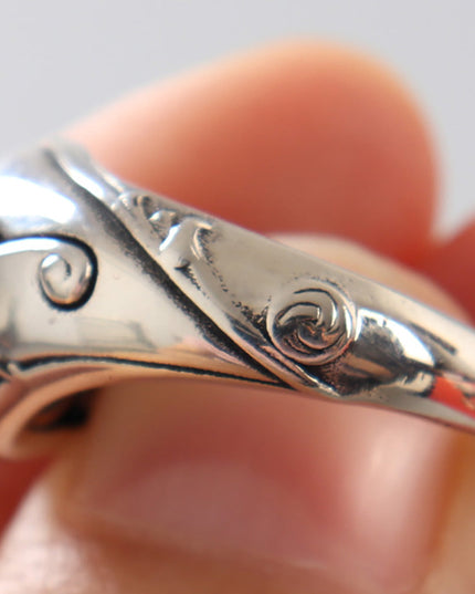 Eye of Protection Dzi Agate & 925 Silver Ring