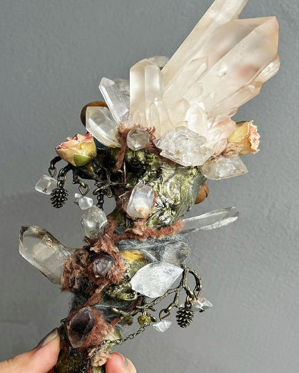 Healing Crystal Antler Staff by Kailash Energy