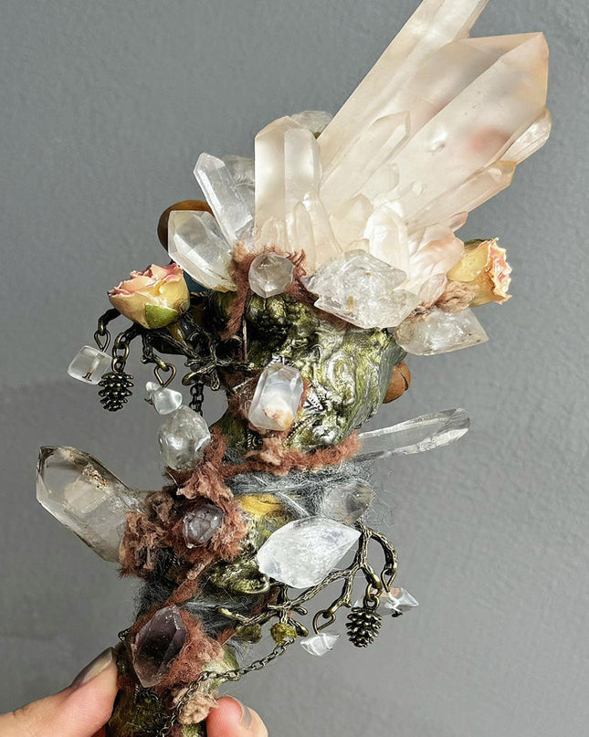 Healing Crystal Antler Staff by Kailash Energy