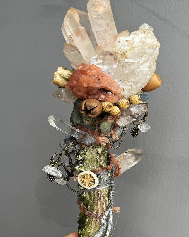 Healing Crystal Antler Staff by Kailash Energy