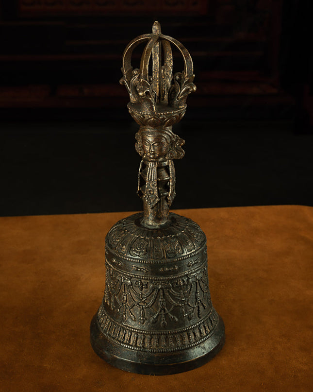 Ming Dynasty Tibetan Antique Vajra Bell Ritual Artifact from Sera Monastery