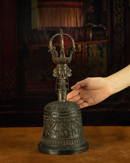 Ming Dynasty Tibetan Antique Vajra Bell Ritual Artifact from Sera Monastery