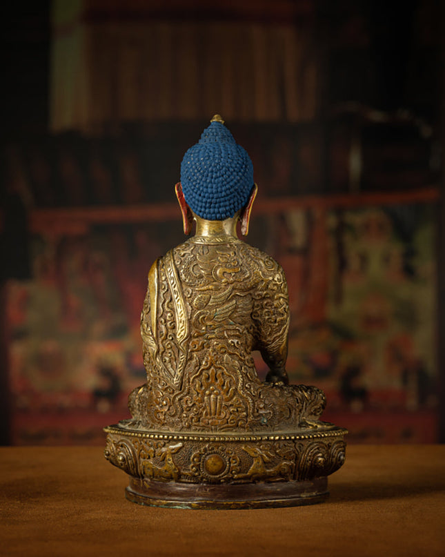 Antique Bronze Shakyamuni Buddha Statue - Timeless Serenity