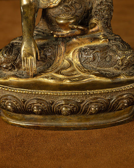 Antique Bronze Shakyamuni Buddha Statue - Timeless Serenity