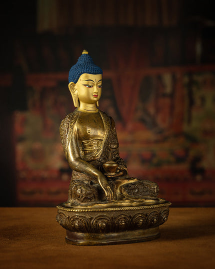 Antique Bronze Shakyamuni Buddha Statue - Timeless Serenity