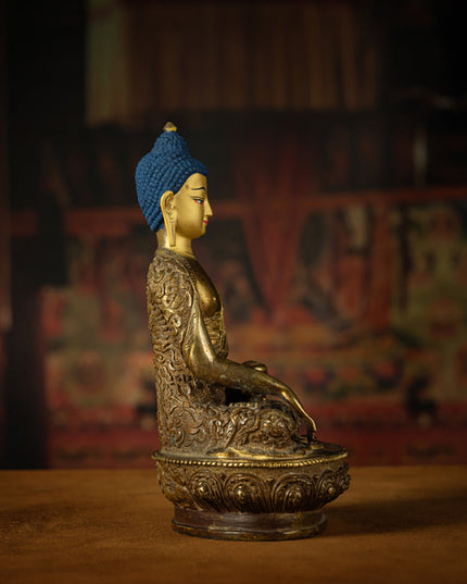 Antique Bronze Shakyamuni Buddha Statue - Timeless Serenity