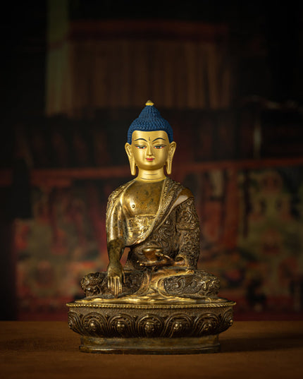Antique Bronze Shakyamuni Buddha Statue - Timeless Serenity