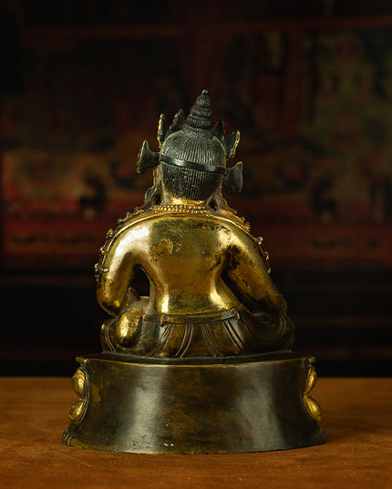 Yellow Dzambhala Statue – Purple Zilima Copper Wealth Sculpture