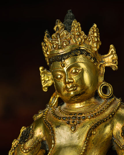 Yellow Dzambhala Statue – Purple Zilima Copper Wealth Sculpture