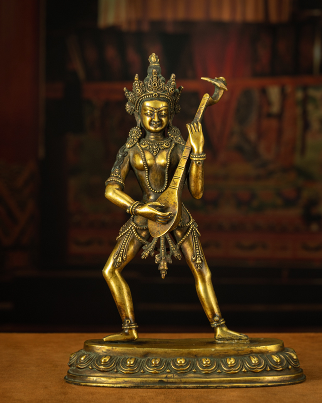 Protective Energy Copper Saraswati Buddha Statue