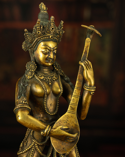 Protective Energy Copper Saraswati Buddha Statue