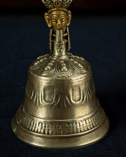 19th Century Tibetan Ritual Bell and Vajra - Copper 9-Prong Thunderbolt Protection Bell