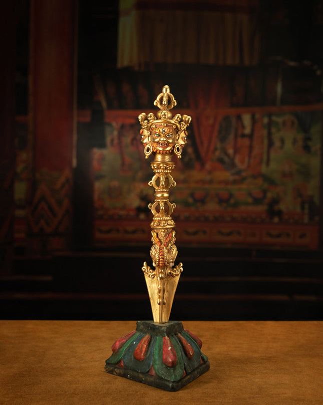 Tibetan Vajra Dorje Ritual Dagger with Triangular Base