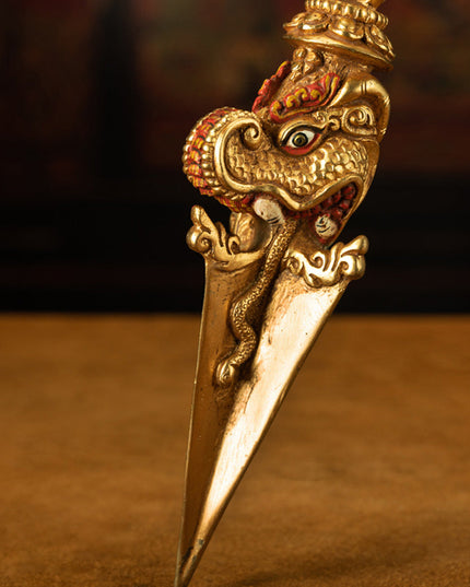 Tibetan Vajra Dorje Ritual Dagger with Triangular Base