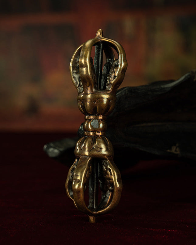 Qing Era Tibetan 5-Prong Vajra Bell Ritual Dagger in Lima Copper