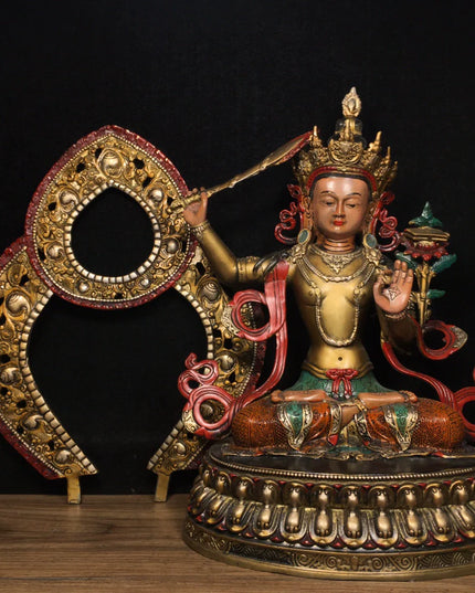 Manjushri AWAKENING Tibetan Statue for Eliminating Weakness