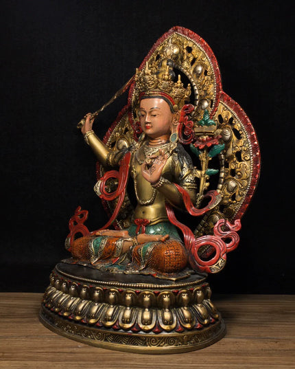 Manjushri AWAKENING Tibetan Statue for Eliminating Weakness
