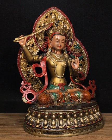 Manjushri AWAKENING Tibetan Statue for Eliminating Weakness