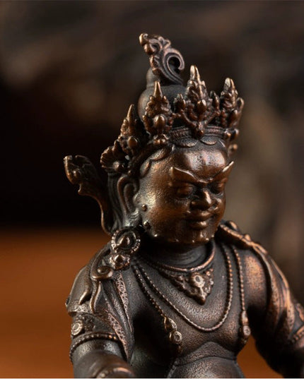 Yellow Jambhala Inch Buddha Tibetan Antique  Statue Lima Copper From Tashi Lhunpo Monastery