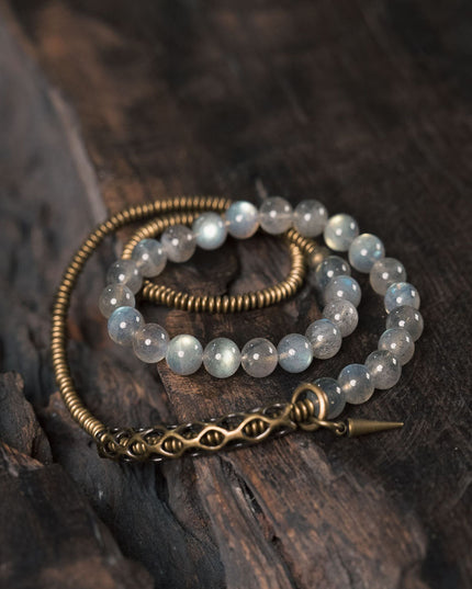 Lunar Glow Labradorite Bracelet with Brass Accents