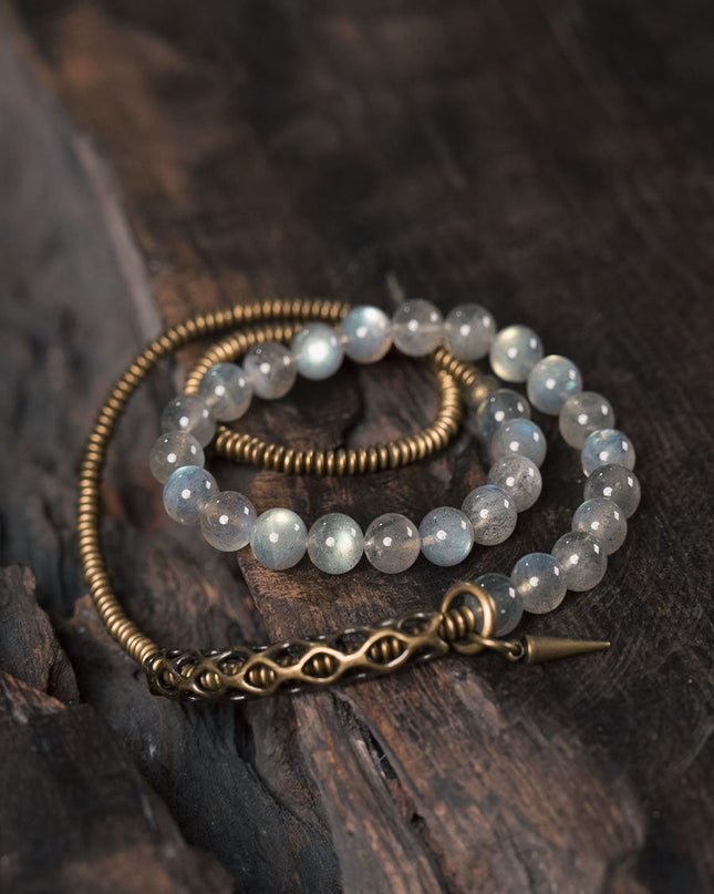 Lunar Glow Labradorite Bracelet with Brass Accents