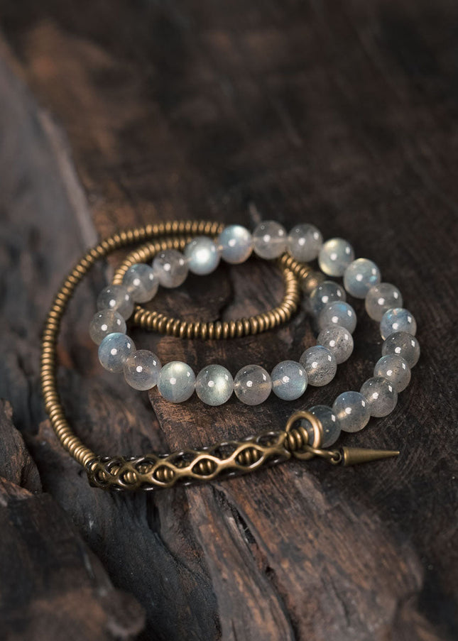 Lunar Glow Labradorite Bracelet with Brass Accents