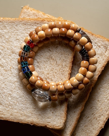 Bodhi Seed 108 Mala Necklace – Nine-Palace Bagua & Five-Color Crystal Design