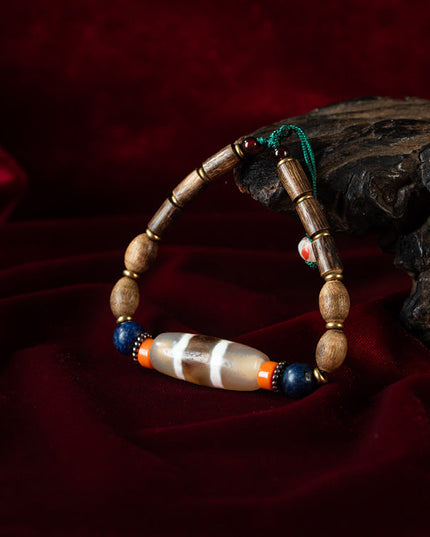 Double-Line Three-Color Medicine Buddha Dzi Bracelet – Collectible Energy and Spiritual Healing