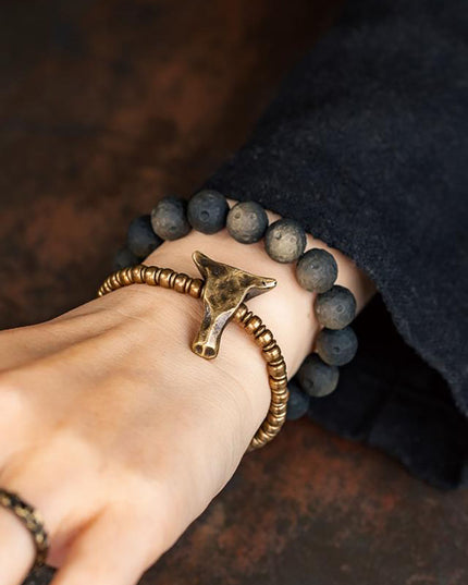 Golden Obsidian Courage & Confidence Bracelet with Brass Accents