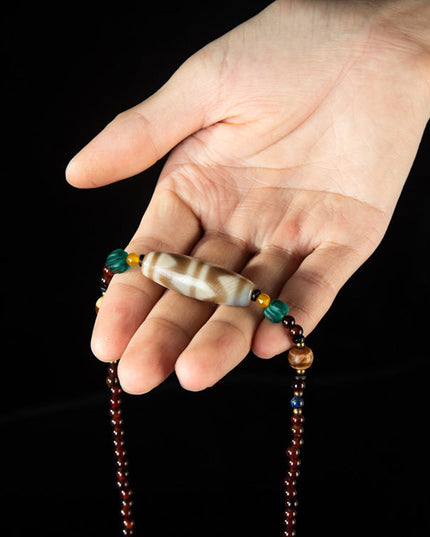 Nine-Eye Tiger Tooth Dzi Pendant – Courage Energy and Spiritual Empowerment