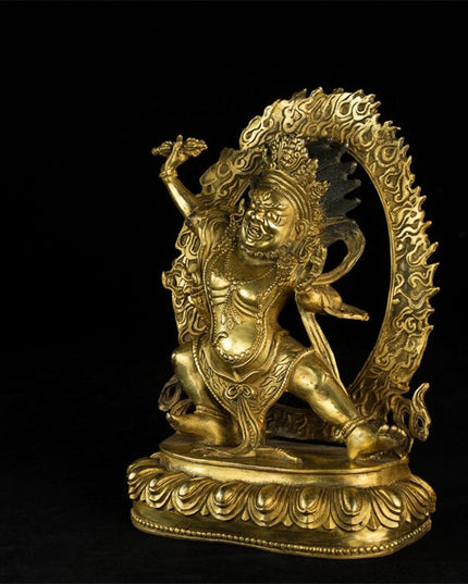 Qing Dynasty Vajrapani Bodhisattva Lima Copper Antique Buddha Statue Sholdopal