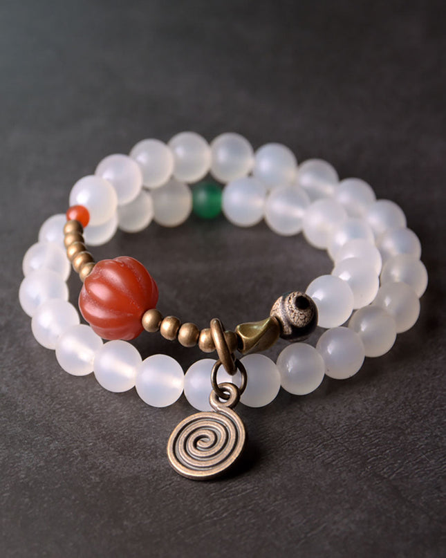 Spiral Harmony Agate Bracelet – Purity and Protection
