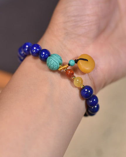 Tranquil Harmony Lapis & Dzi Bracelet