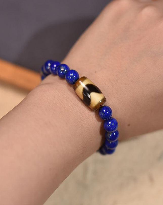 Tranquil Harmony Lapis & Dzi Bracelet