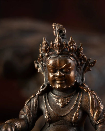 Yellow Jambhala Inch Buddha Tibetan Antique  Statue Lima Copper From Tashi Lhunpo Monastery