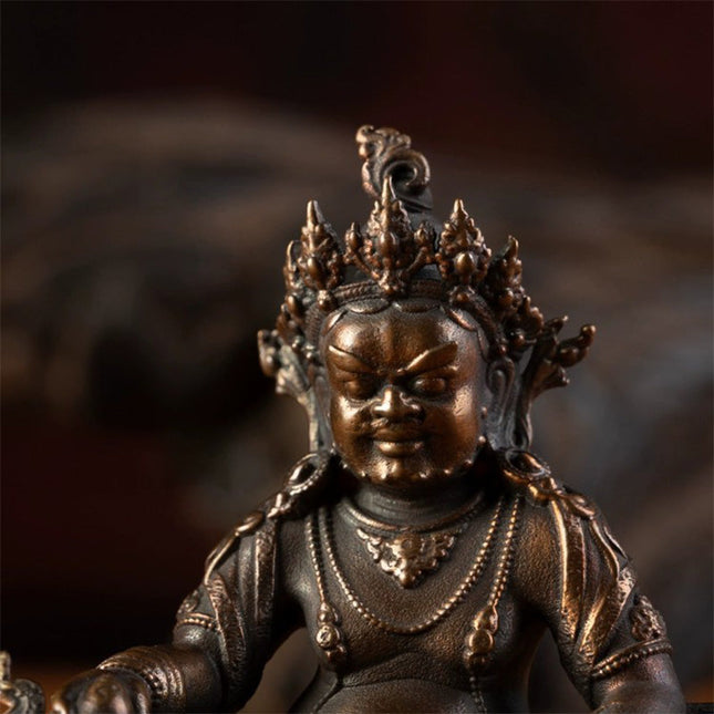 Yellow Jambhala Inch Buddha Tibetan Antique  Statue Lima Copper From Tashi Lhunpo Monastery