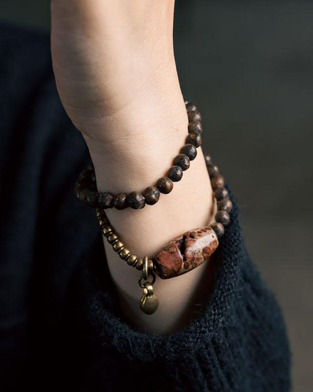 Shaligram Stone Bracelet with Brass Accents – Protection & Purity