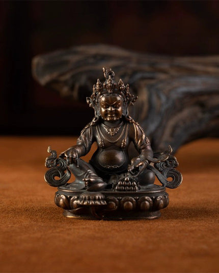 Yellow Jambhala Inch Buddha Tibetan Antique  Statue Lima Copper From Tashi Lhunpo Monastery
