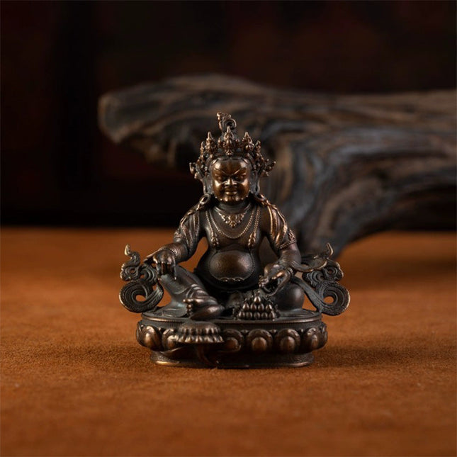 Yellow Jambhala Inch Buddha Tibetan Antique  Statue Lima Copper From Tashi Lhunpo Monastery