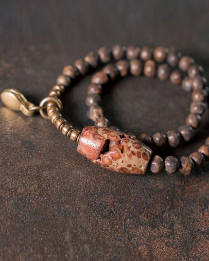 Shaligram Stone Bracelet with Brass Accents – Protection & Purity