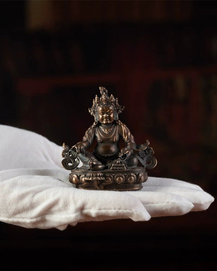 Yellow Jambhala Inch Buddha Tibetan Antique  Statue Lima Copper From Tashi Lhunpo Monastery