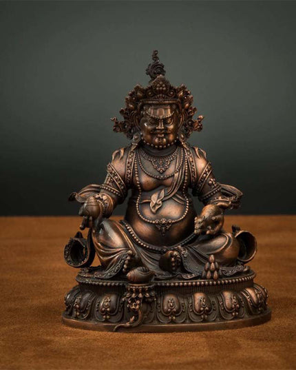 Old Crafts Yellow Jambhala Tibetan Antique Buddha Statue Lima Copper From Jokhang Monastery