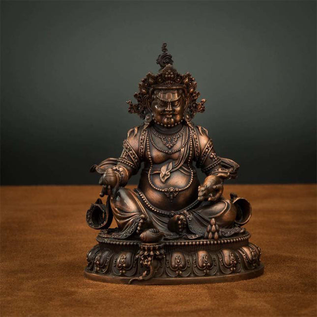 Old Crafts Yellow Jambhala Tibetan Antique Buddha Statue Lima Copper From Jokhang Monastery