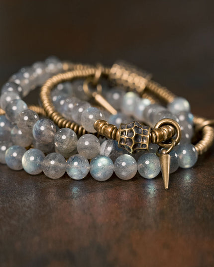 Lunar Glow Labradorite Bracelet with Brass Accents